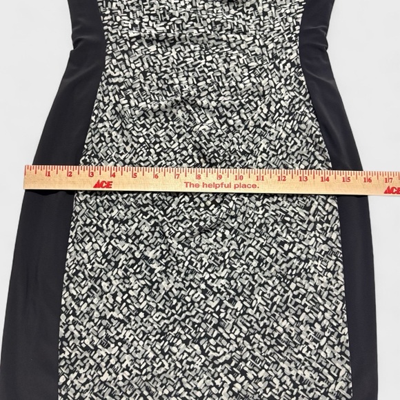 LRL Ralph Lauren Sheath Dress Size 2P Charcoal White Ruched Lined Jersey Stretch - Picture 9 of 16